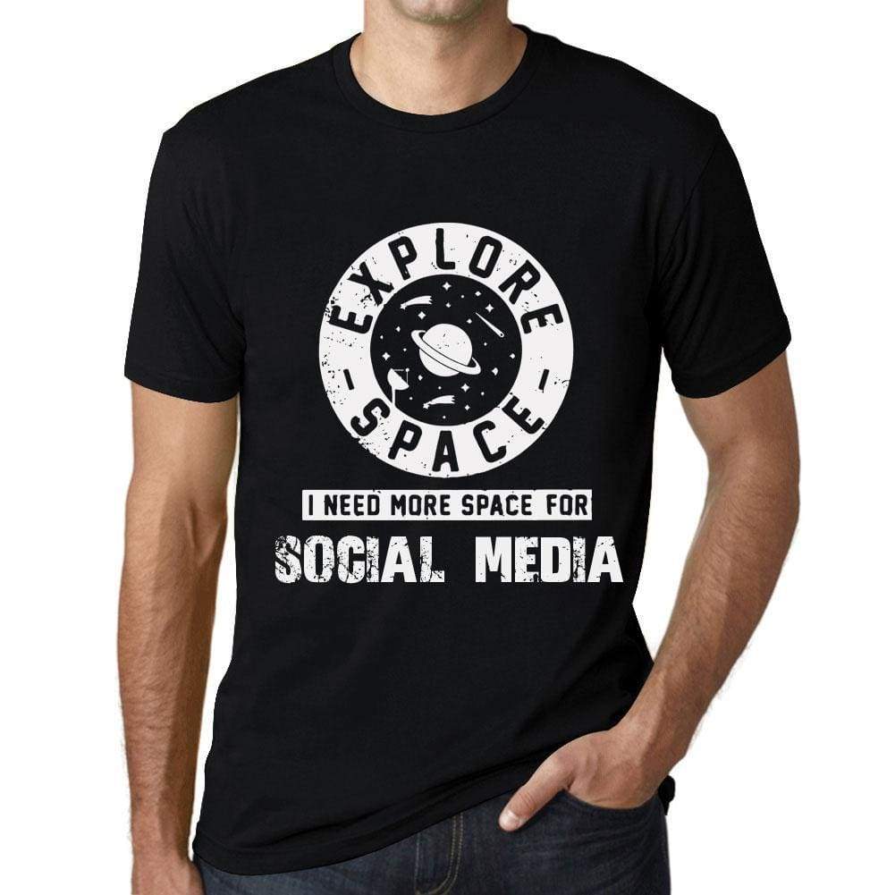 Mens Vintage Tee Shirt Graphic T Shirt I Need More Space For Social Media Deep Black White Text - Deep Black / Xs / Cotton - T-Shirt