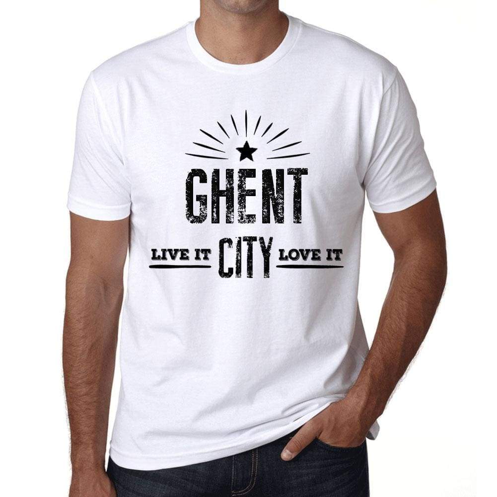 Mens Vintage Tee Shirt Graphic T Shirt Live It Love It Ghent White - White / Xs / Cotton - T-Shirt
