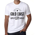 Men's Vintage Tee Shirt Graphic T shirt Live It Love It GOLD COAST White