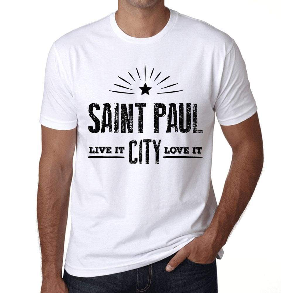 Mens Vintage Tee Shirt Graphic T Shirt Live It Love It Saint Paul White - White / Xs / Cotton - T-Shirt
