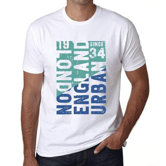Mens Vintage Tee Shirt Graphic T Shirt London Since 34 White - White / Xs / Cotton - T-Shirt