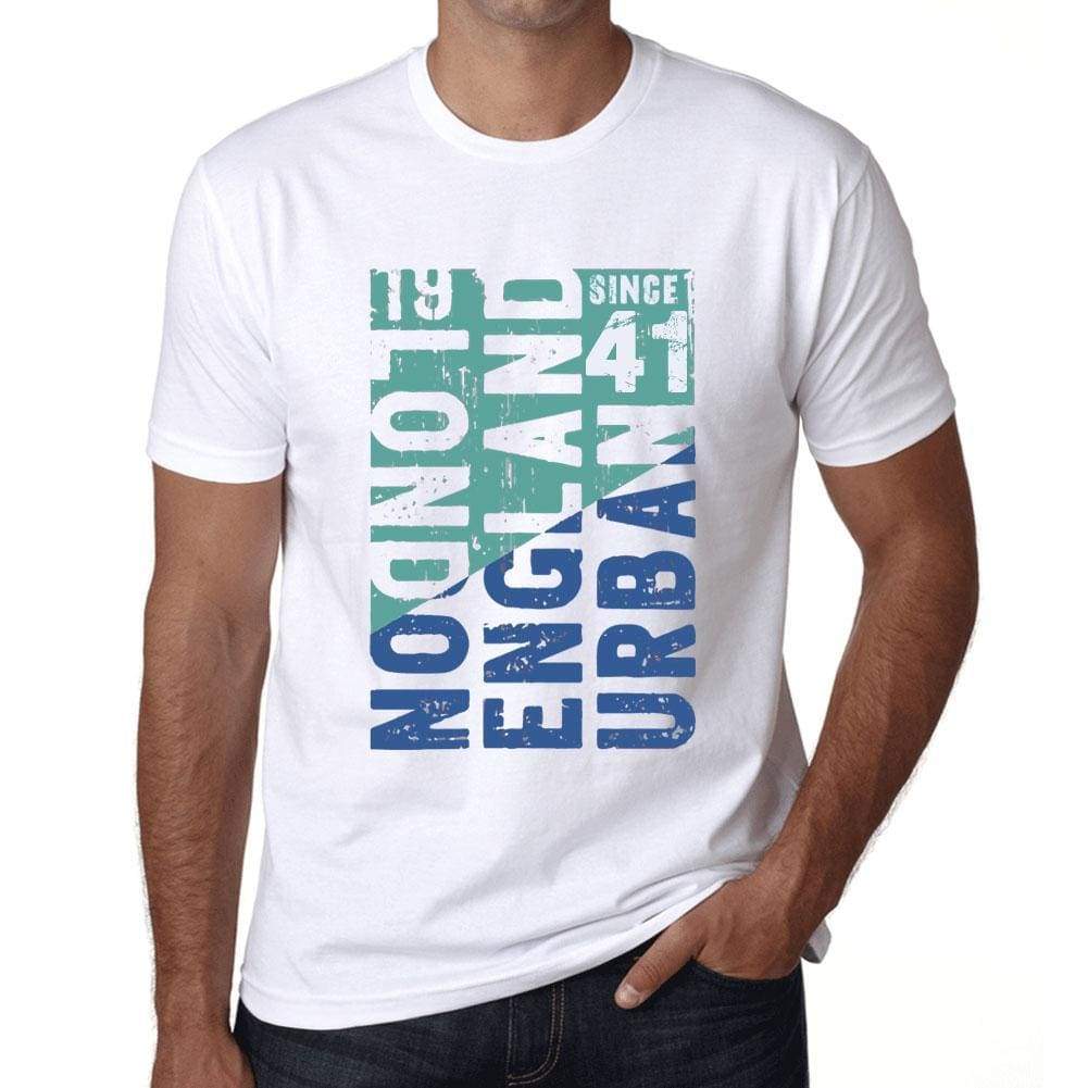 Mens Vintage Tee Shirt Graphic T Shirt London Since 41 White - White / Xs / Cotton - T-Shirt
