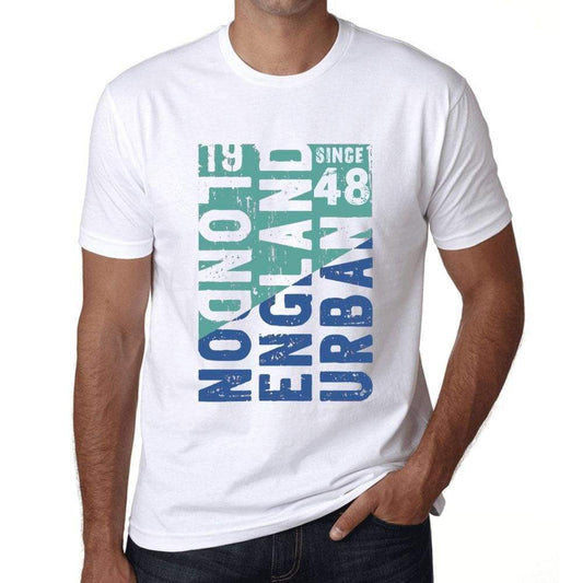 Mens Vintage Tee Shirt Graphic T Shirt London Since 48 White - White / Xs / Cotton - T-Shirt