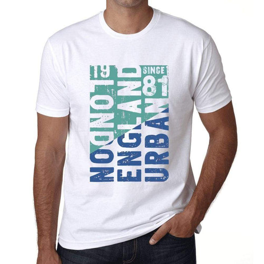 Mens Vintage Tee Shirt Graphic T Shirt London Since 81 White - White / Xs / Cotton - T-Shirt