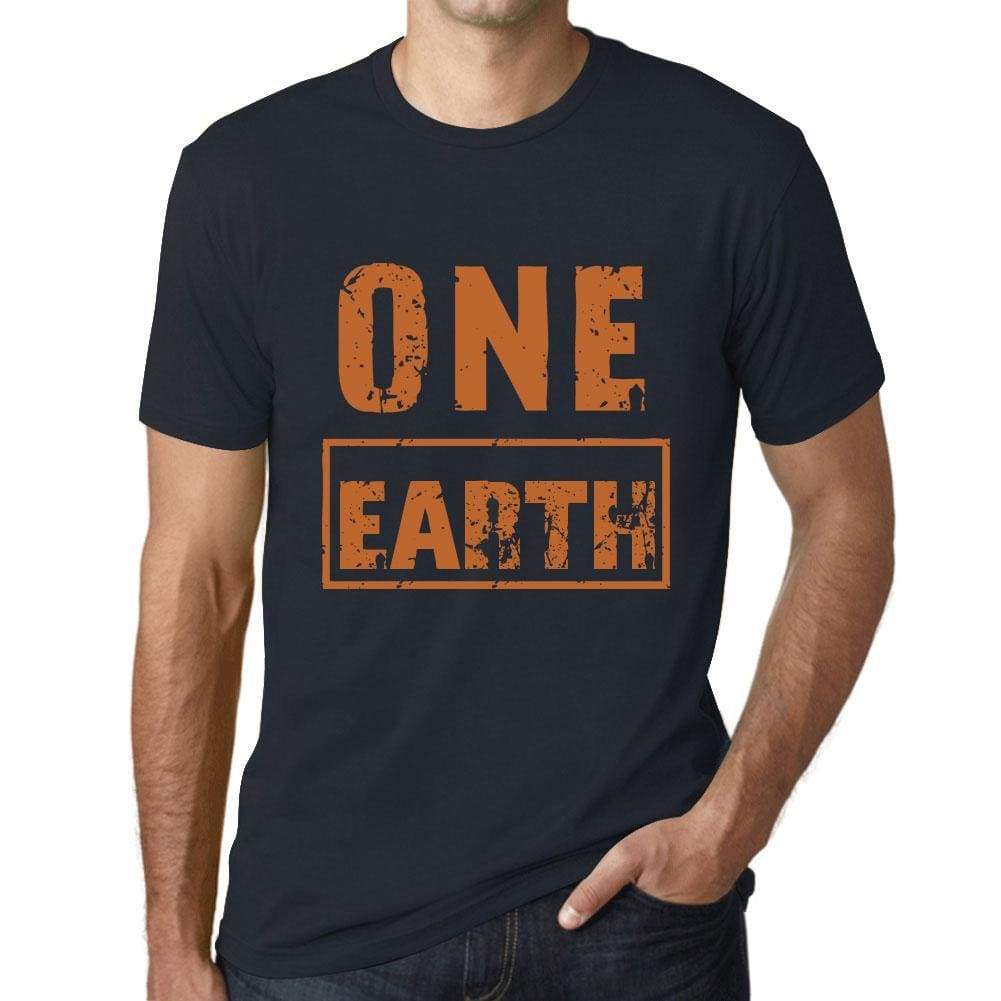 Mens Vintage Tee Shirt Graphic T Shirt One Earth Navy - Navy / Xs / Cotton - T-Shirt