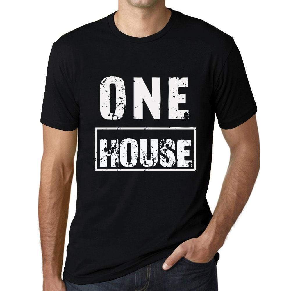 Mens Vintage Tee Shirt Graphic T Shirt One House Deep Black - Deep Black / Xs / Cotton - T-Shirt