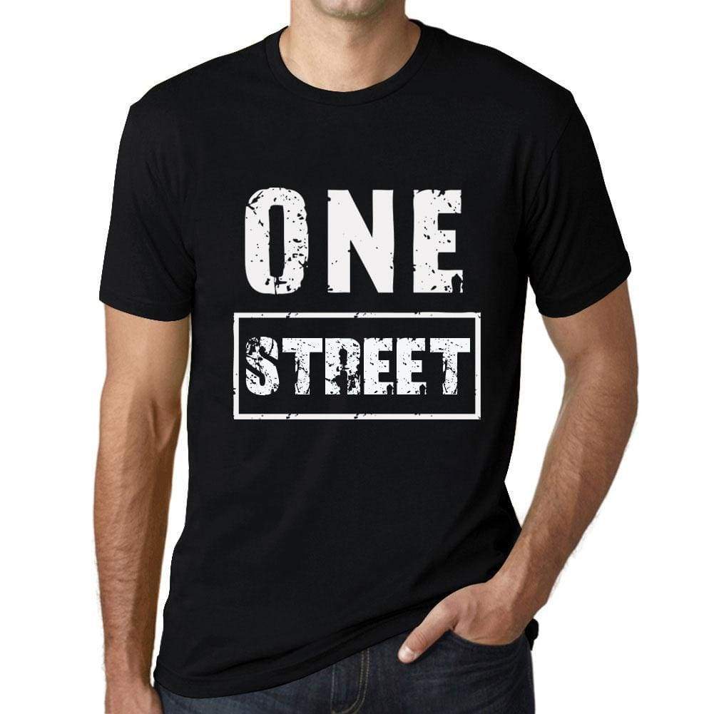 Mens Vintage Tee Shirt Graphic T Shirt One Street Deep Black - Deep Black / Xs / Cotton - T-Shirt