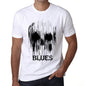 Mens Vintage Tee Shirt Graphic T Shirt Skull Blues White - White / Xs / Cotton - T-Shirt