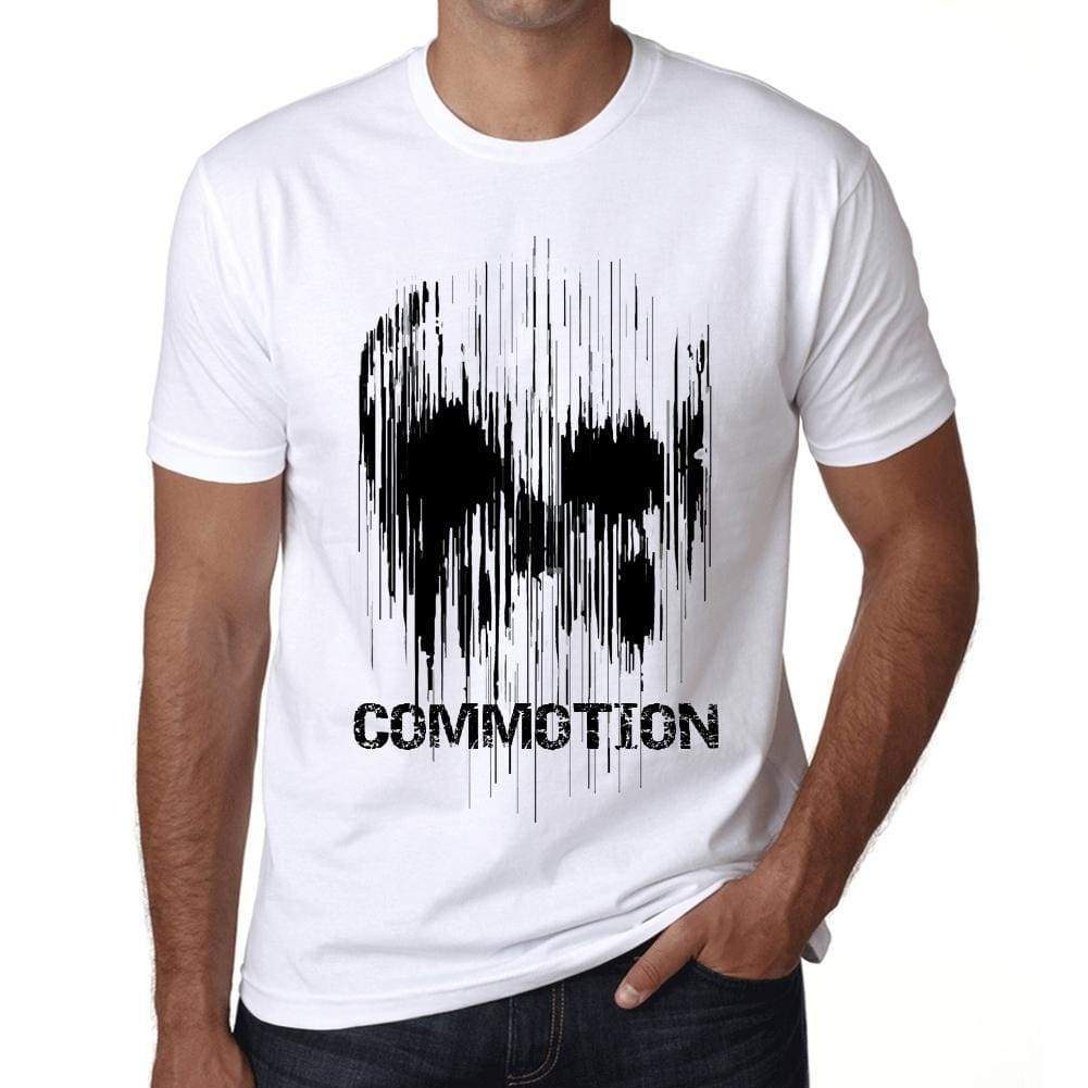 Mens Vintage Tee Shirt Graphic T Shirt Skull Commotion White - White / Xs / Cotton - T-Shirt