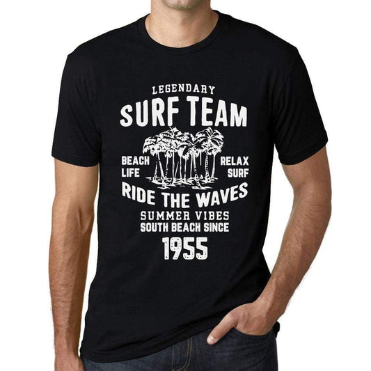 Mens Vintage Tee Shirt Graphic T Shirt Surf Team 1955 Deep Black - Deep Black / Xs / Cotton - T-Shirt