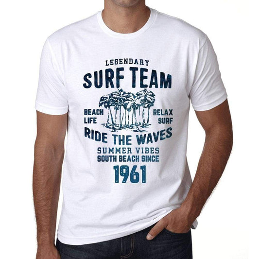 Mens Vintage Tee Shirt Graphic T Shirt Surf Team 1961 White - White / Xs / Cotton - T-Shirt