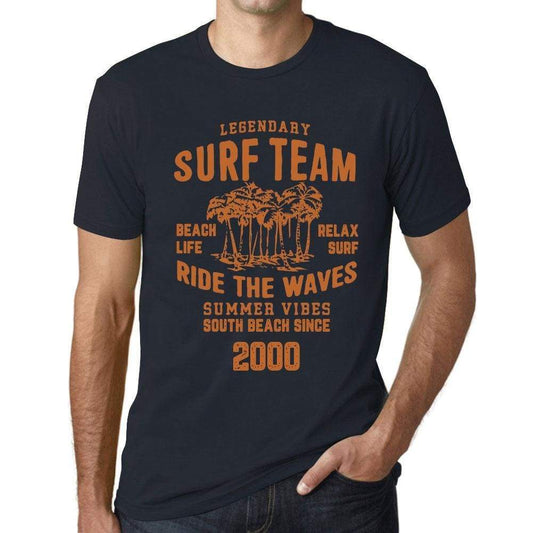 Mens Vintage Tee Shirt Graphic T Shirt Surf Team 2000 Navy - Navy / Xs / Cotton - T-Shirt