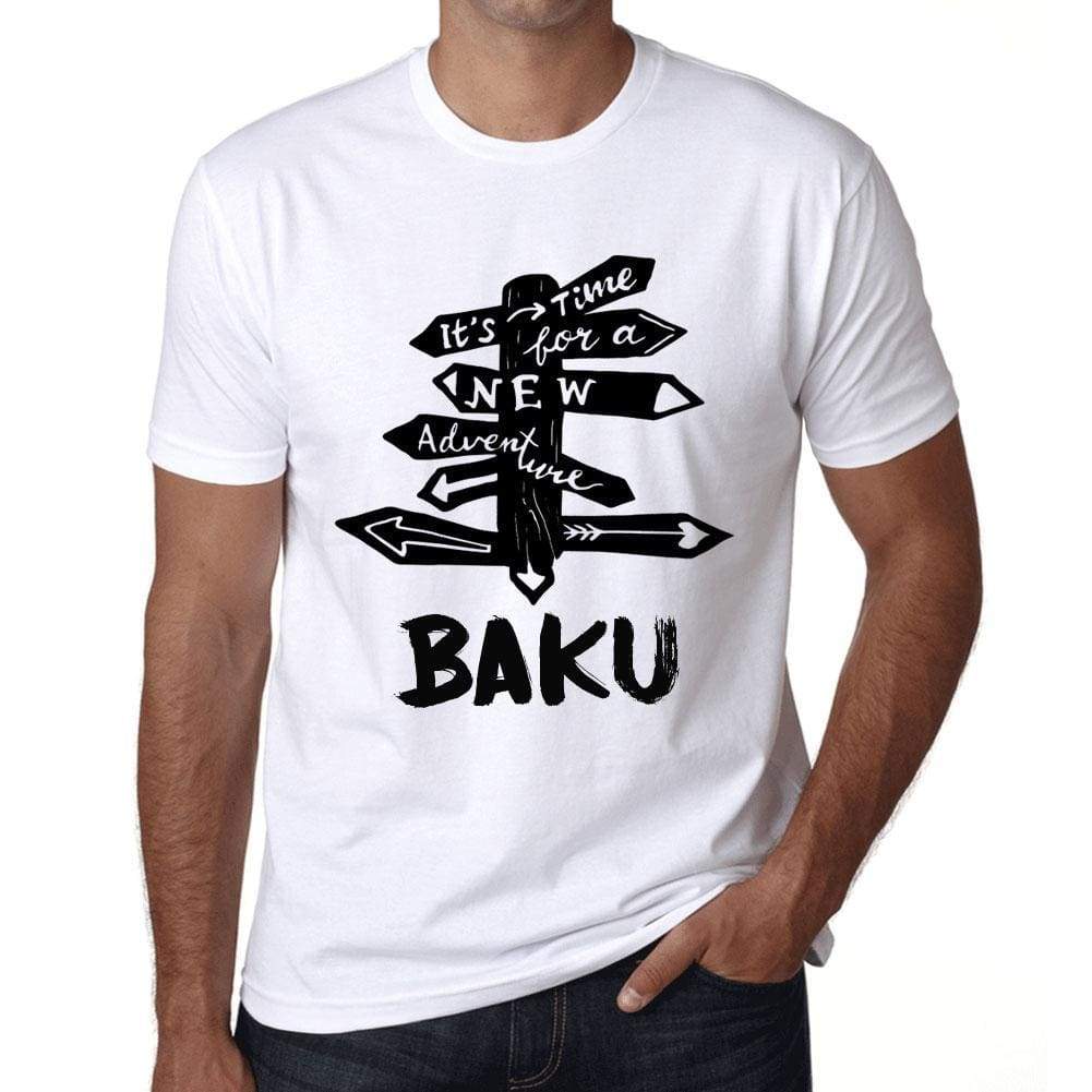 Mens Vintage Tee Shirt Graphic T Shirt Time For New Advantures Baku White - White / Xs / Cotton - T-Shirt