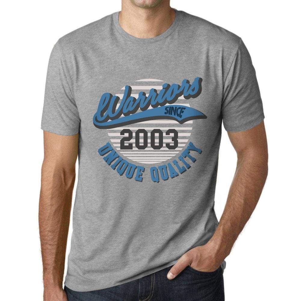 Men’s Vintage Tee Shirt <span>Graphic</span> T shirt Warriors Since 2003 Grey Marl - ULTRABASIC