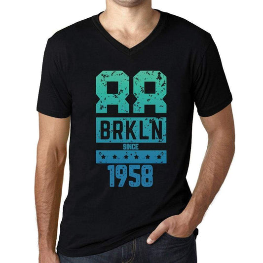 Mens Vintage Tee Shirt Graphic V-Neck T Shirt Brkln Since 1958 Black - Black / S / Cotton - T-Shirt