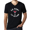 Men's Vintage Tee Shirt Graphic V-Neck T shirt Ça Sort le Rouge Deep Black