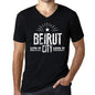 Mens Vintage Tee Shirt Graphic V-Neck T Shirt Live It Love It Beirut Deep Black - Black / S / Cotton - T-Shirt