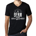 Men's Vintage Tee Shirt Graphic V-Neck T shirt Live It Love It BERN Deep Black
