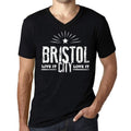 Men's Vintage Tee Shirt Graphic V-Neck T shirt Live It Love It BRISTOL Deep Black