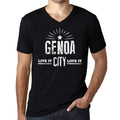 Men's Vintage Tee Shirt Graphic V-Neck T shirt Live It Love It GENOA Deep Black