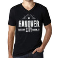 Men's Vintage Tee Shirt Graphic V-Neck T shirt Live It Love It HANOVER Deep Black