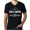 Men's Vintage Tee Shirt Graphic V-Neck T shirt Live It Love It KUALA LUMPUR Deep Black