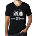 Men's Vintage Tee Shirt Graphic V-Neck T shirt Live It Love It MALMO Deep Black