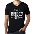 Men's Vintage Tee Shirt Graphic V-Neck T shirt Live It Love It MENDOZA Deep Black