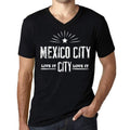 Men's Vintage Tee Shirt Graphic V-Neck T shirt Live It Love It MEXICO CITY Deep Black