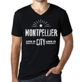 Men's Vintage Tee Shirt Graphic V-Neck T shirt Live It Love It MONTPELLIER Deep Black