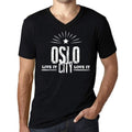 Men's Vintage Tee Shirt Graphic V-Neck T shirt Live It Love It OSLO Deep Black