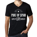 Men's Vintage Tee Shirt Graphic V-Neck T shirt Live It Love It PORT OF SPAIN Deep Black