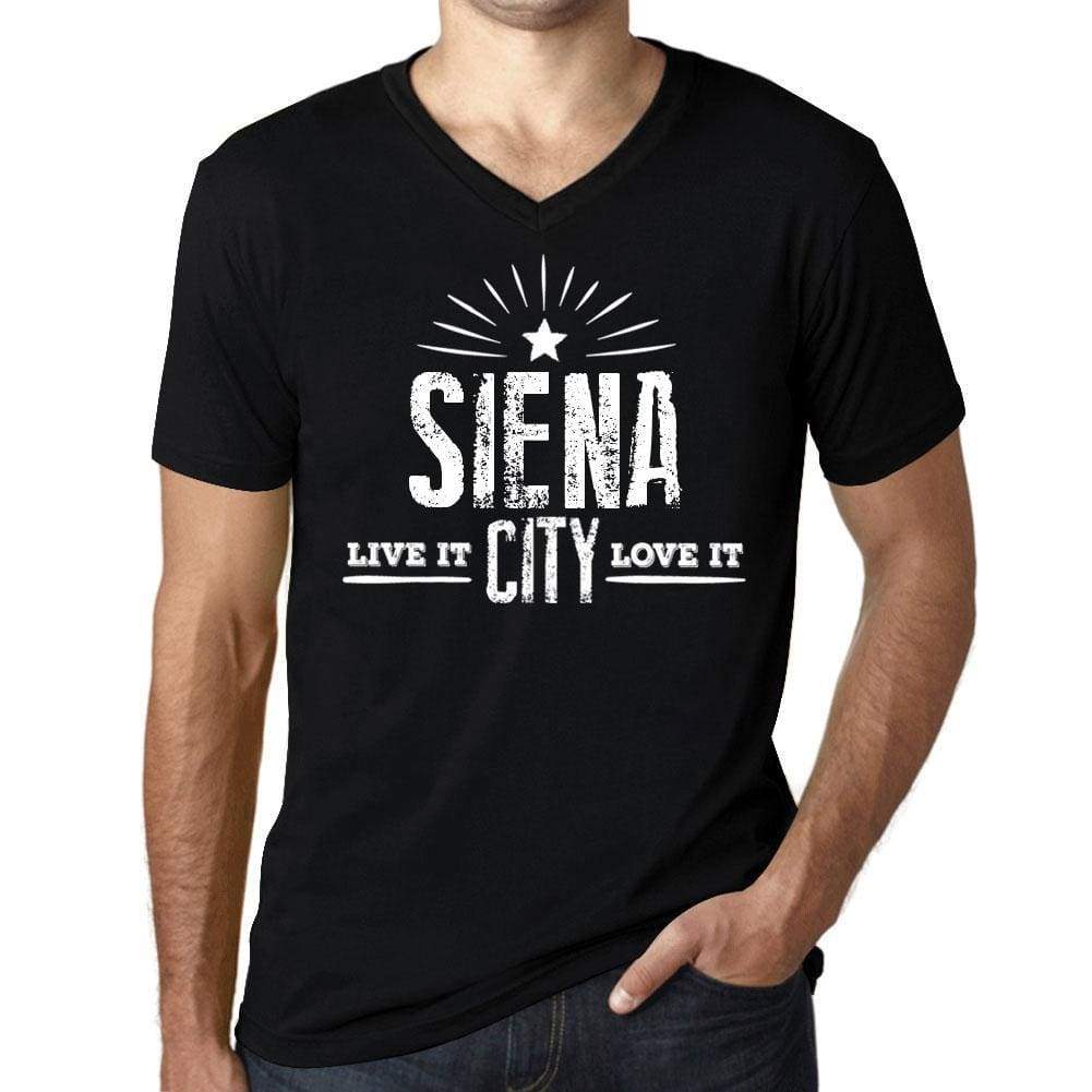 Mens Vintage Tee Shirt Graphic V-Neck T Shirt Live It Love It Siena Deep Black - Black / S / Cotton - T-Shirt
