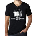 Men's Vintage Tee Shirt Graphic V-Neck T shirt Live It Love It TURIN Deep Black