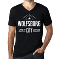 Men's Vintage Tee Shirt Graphic V-Neck T shirt Live It Love It WOLFSBURG Deep Black