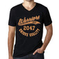 Mens Vintage Tee Shirt Graphic V-Neck T Shirt Warriors Since 2047 Deep Black - Black / S / Cotton - T-Shirt