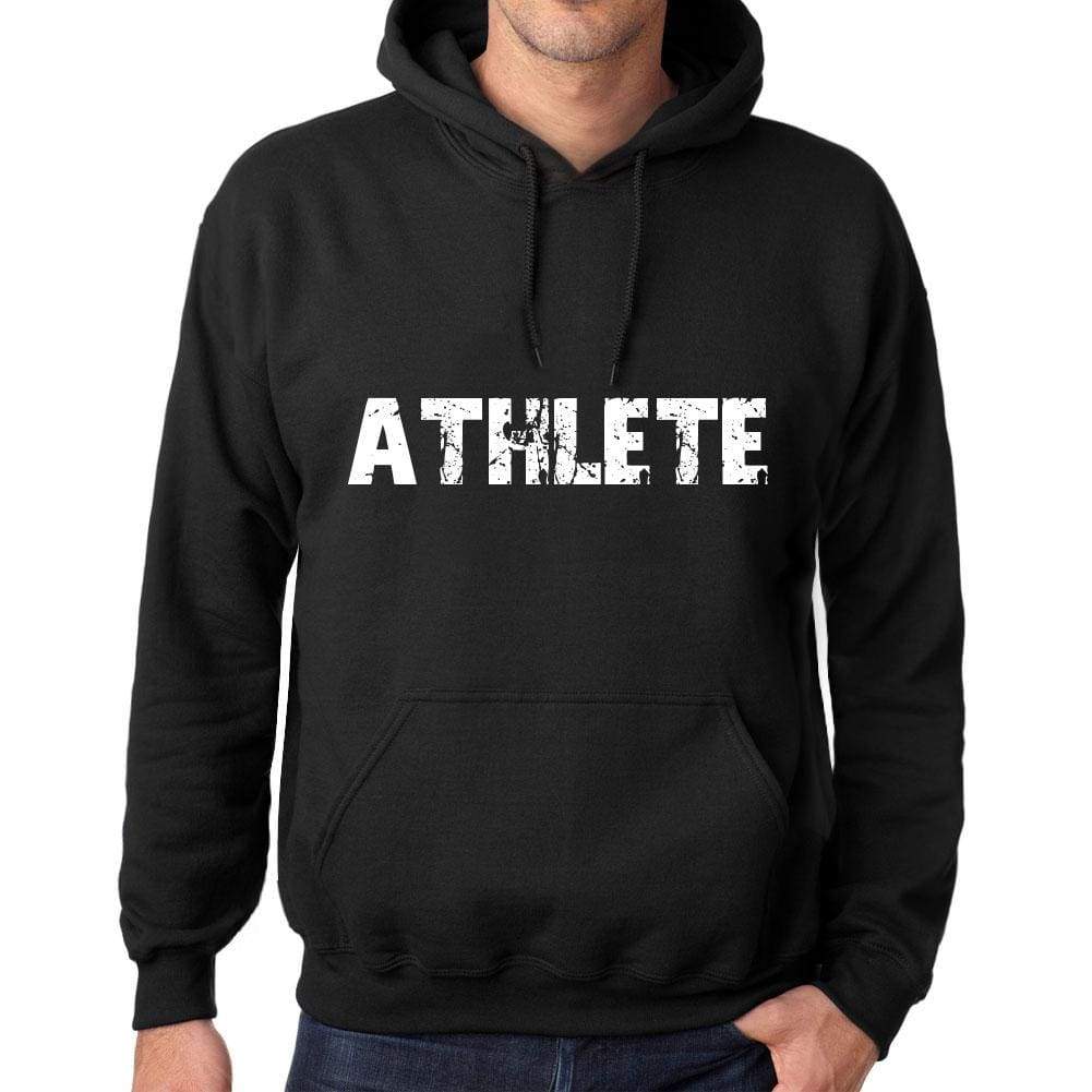 Mens Womens Unisex Printed Graphic Cotton Hoodie Soft Heavyweight Hooded Sweatshirt Pullover Popular Words Athlete Deep Black - Black / Xs /