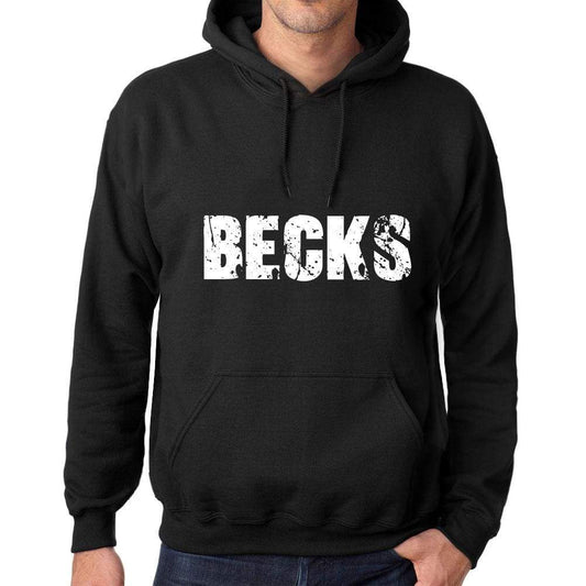 Mens Womens Unisex Printed Graphic Cotton Hoodie Soft Heavyweight Hooded Sweatshirt Pullover Popular Words Becks Deep Black - Black / Xs /