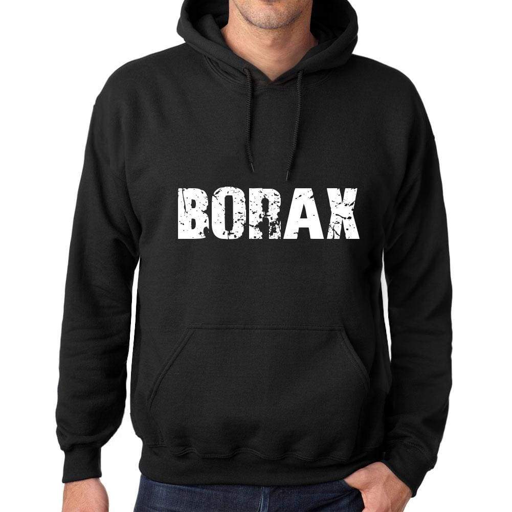 Mens Womens Unisex Printed Graphic Cotton Hoodie Soft Heavyweight Hooded Sweatshirt Pullover Popular Words Borax Deep Black - Black / Xs /
