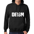 Men's Women's Unisex Printed Graphic Cotton Hoodie Soft Heavyweight Hooded Sweatshirt Pullover Popular Words DEISM Deep Black
