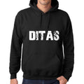 Men's Women's Unisex Printed Graphic Cotton Hoodie Soft Heavyweight Hooded Sweatshirt Pullover Popular Words DITAS Deep Black