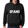 Men's Women's Unisex Printed Graphic Cotton Hoodie Soft Heavyweight Hooded Sweatshirt Pullover Popular Words GRANO Deep Black