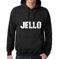 Men's Women's Unisex Printed Graphic Cotton Hoodie Soft Heavyweight Hooded Sweatshirt Pullover Popular Words JELLO Deep Black