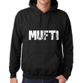 Men's Women's Unisex Printed Graphic Cotton Hoodie Soft Heavyweight Hooded Sweatshirt Pullover Popular Words MUFTI Deep Black