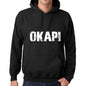 Mens Womens Unisex Printed Graphic Cotton Hoodie Soft Heavyweight Hooded Sweatshirt Pullover Popular Words Okapi Deep Black - Black / Xs /