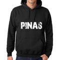 Men's Women's Unisex Printed Graphic Cotton Hoodie Soft Heavyweight Hooded Sweatshirt Pullover Popular Words PINAS Deep Black
