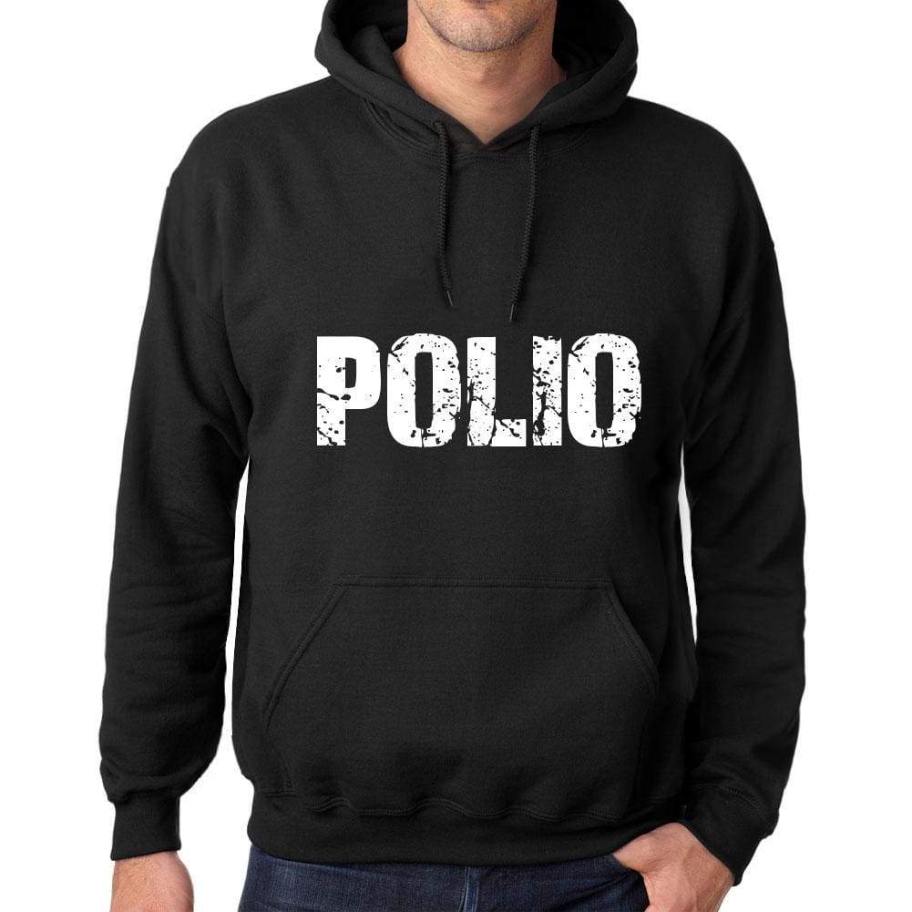 Mens Womens Unisex Printed Graphic Cotton Hoodie Soft Heavyweight Hooded Sweatshirt Pullover Popular Words Polio Deep Black - Black / Xs /