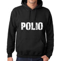 Men's Women's Unisex Printed Graphic Cotton Hoodie Soft Heavyweight Hooded Sweatshirt Pullover Popular Words POLIO Deep Black