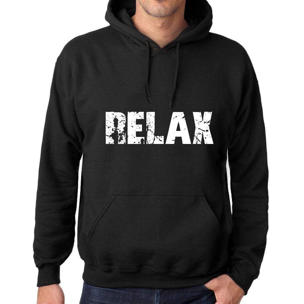 Mens Womens Unisex Printed Graphic Cotton Hoodie Soft Heavyweight Hooded Sweatshirt Pullover Popular Words Relax Deep Black - Black / Xs /