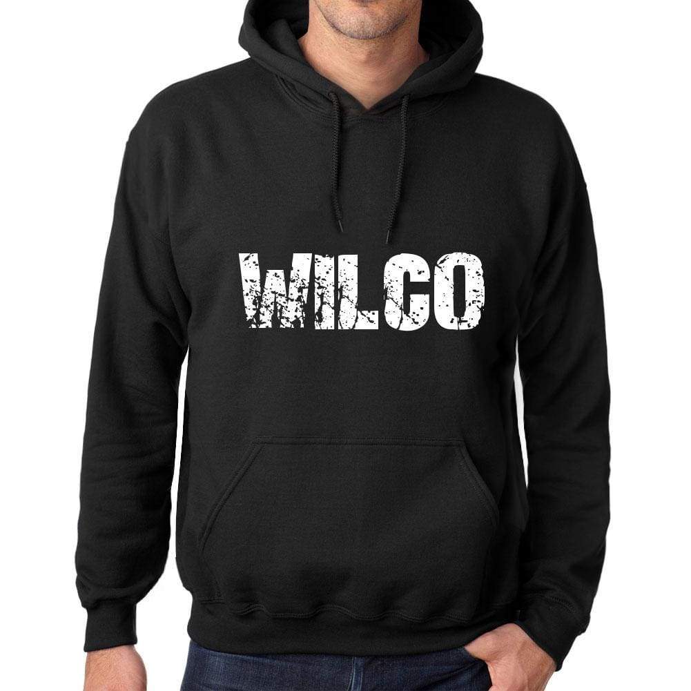 Mens Womens Unisex Printed Graphic Cotton Hoodie Soft Heavyweight Hooded Sweatshirt Pullover Popular Words Wilco Deep Black - Black / Xs /